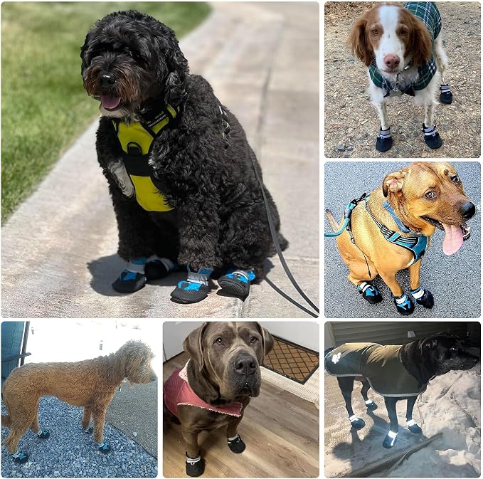 Dimicoo Breathable Dog Boots for Medium Large Dogs,Non-Slip Dog Shoes for Summer Hot Pavement,Lightweight Paw Protector Dog Booties for Outdoor & Indoor Hardwood Floors