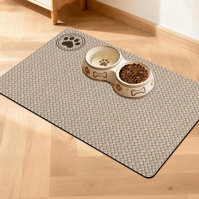 Pet Feeding Mat for Floors Waterproof Dog Mat for Food and Water Absorbent Quick Dry Non Slip mat for Cat Bowls