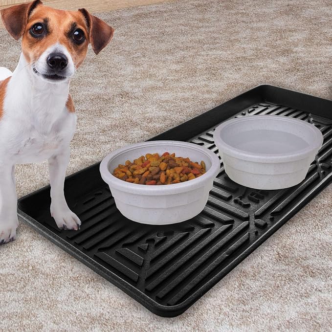 FH Group Climaproof for All Weather Protection Black Multi-Purpose Pet Feeding Bowl Tray, Dog Bowl Tray, Boot Tray, Shoe Tray, Great for Entryway or Garage 30