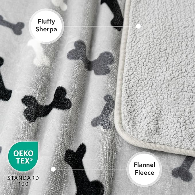 PetAmi Waterproof Dog Blanket for Medium Large Dogs, Pee Proof Pet Bed Couch Cover, Reversible Water Proof Blanket for Puppy Indoor Cat, Soft Dog Pee Crate Cover, Washable, 60x80 Bone Gray