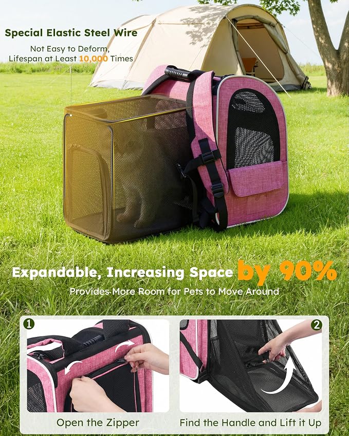 pecute Cat Backpack Extendable, Cat Carrier Backpack with Breathable Window