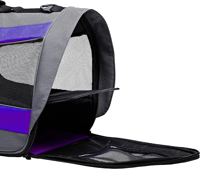 Pawer 18” x 11”x 11” Soft-Sided Foldable Airline Approved Pet Carrier for Cat, Puppy and Small Dog, Washable 600D Oxford Fabric, with Handle and Strap for Carry, Multiple Colors Available