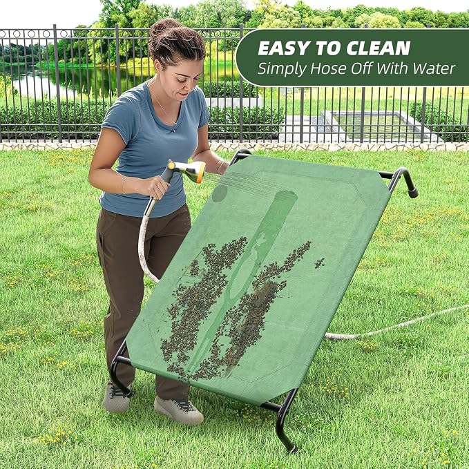 Simple Trending Raised Dog Bed for Large Dogs, Waterproof XL Dog Cot, Outdoor Cooling Elevated Pet Bed, 47.75" x 30.5", Green | Pet Bed for Large Dogs, Waterproof Cover, Breathable mesh, Non-Slip Feet, Suitable for Indoor or Outdoor Use, 47.75" x 30.5"