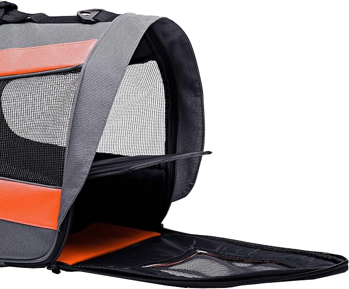 Pawer 18” x 11”x 11” Soft-Sided Foldable Airline Approved Pet Carrier for Cat, Puppy and Small Dog, Washable 600D Oxford Fabric, with Handle and Strap for Carry, Multiple Colors Available