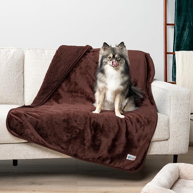 PetAmi Waterproof Dog & Cat Blanket for Medium Large Dogs, Pee Proof & Reversible, Soft Dog Pee Crate Cover, Washable, 60x80 Brown