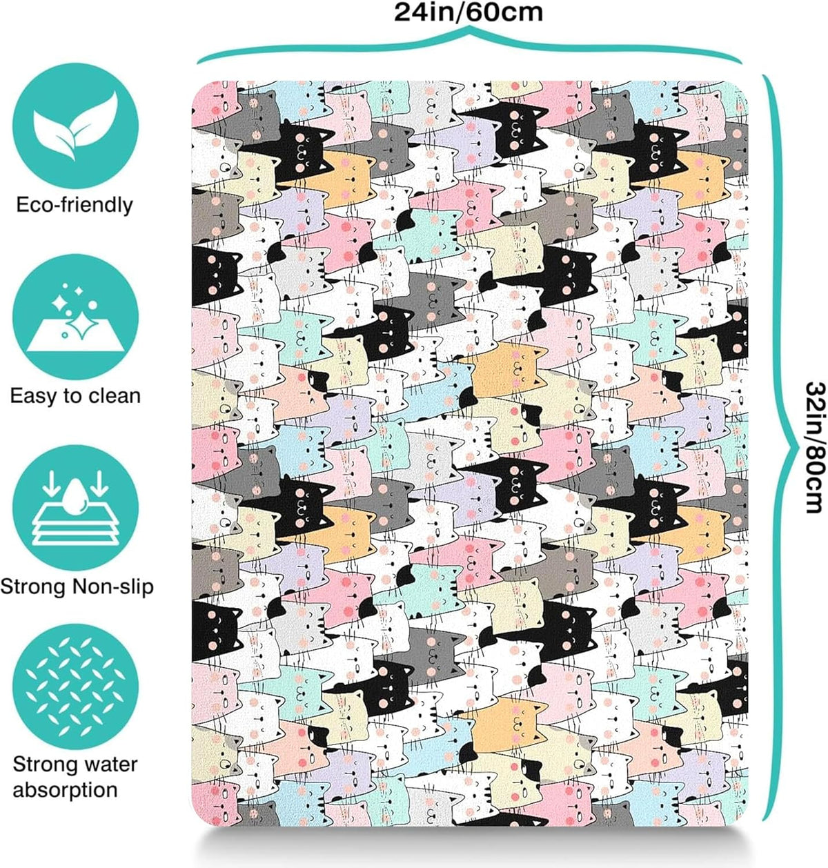 Pet Feeding Mat for Floors Waterproof Dog Mat for Food and Water Absorbent Quick Dry Non Slip mat for Cat Bowls