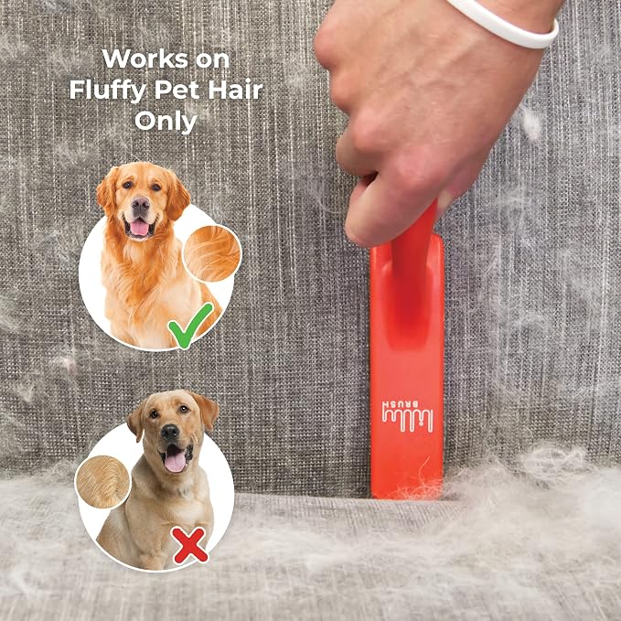Lilly Brush Fluffy Pet Hair Clean-Up Gentle Bristled Brush for Fur, Lint, Furniture, Fabric & Rug Cleaner For Homes with FLUFFY DOUBLE-COATED LONG-HAIRED PETS ONLY