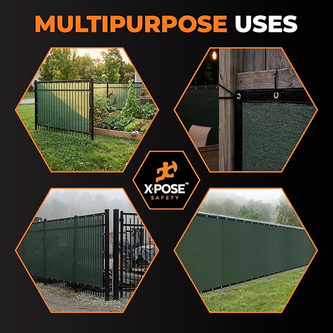 Xpose Safety Privacy Fence Screen 8.5’ x 100’ (6 Pack) – Heavy Duty Green Mesh with 90% Visibility Block, UV Protection – for Garden, Yard, Nursery, Kennel, Dog Run, Greenhouse