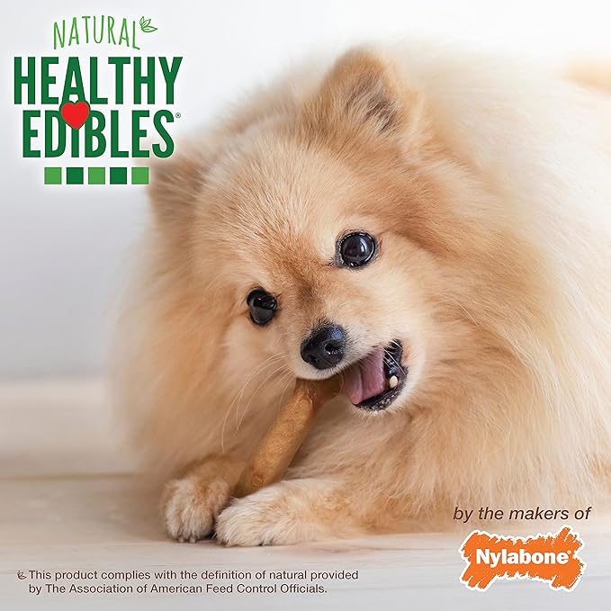 Nylabone Healthy Edibles Natural Dog Chews, Long Lasting Bones for Dogs, Roast Beef & Chicken Flavor Dog Treats, X-Small (8 Count)