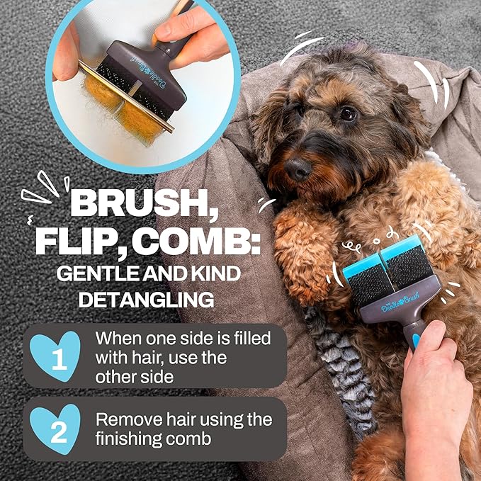 Slicker Brush for Dogs, Dual Head Dog Hair Brushes, Flexible Head Slicker for Dogs, Poodle, Labradoodle, Sheepadoodle, Tangle-Free Grooming, Healthy & Shiny Coat Pet Brushes