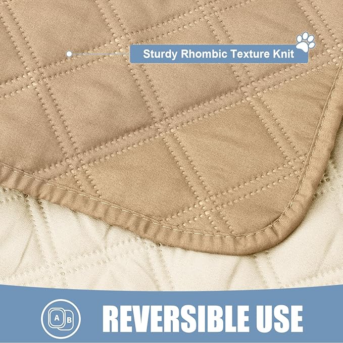 Smiry Waterproof Dog Bed Cover Pet Blanket, Soft Washable Dog Blanket for Furniture Bed Couch Sofa Reversible, Checkered (30"x53", Camel/Beige)