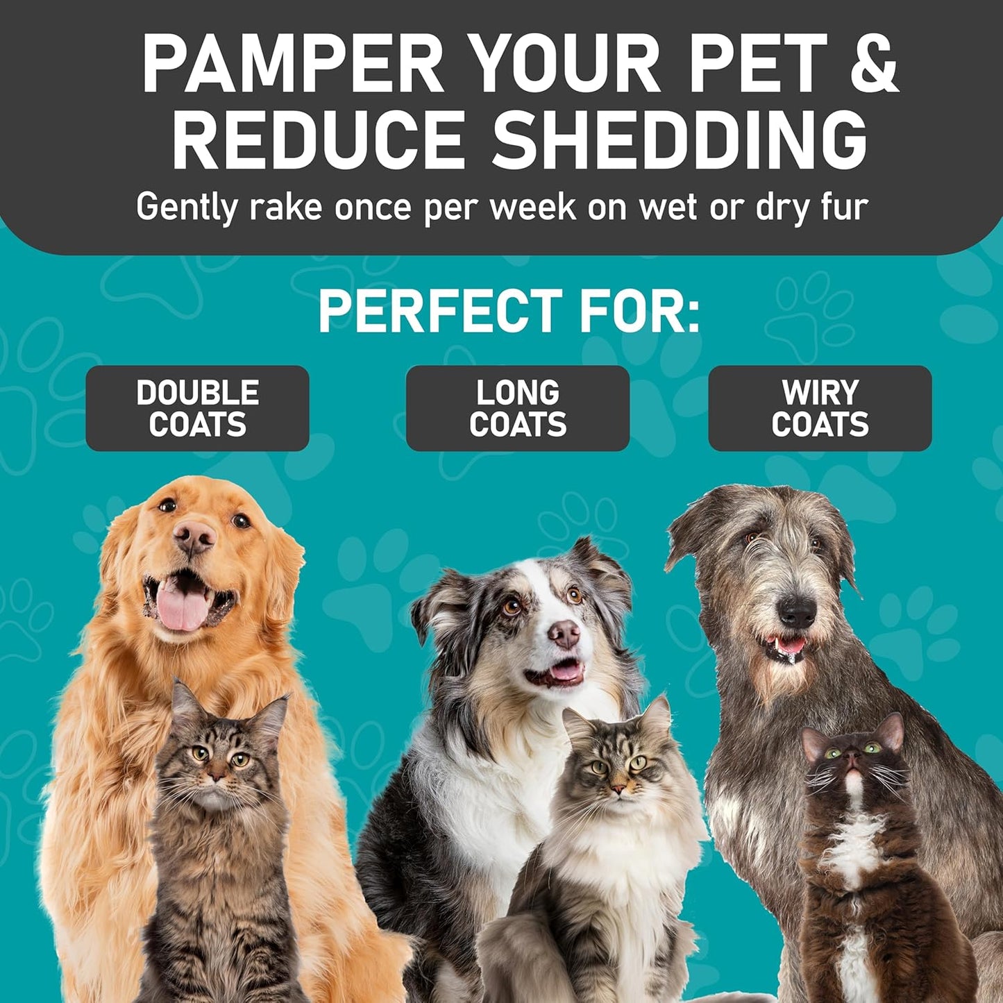 Maxpower Planet Pet Grooming Rake and Dematting Comb for Dogs - Dog Grooming Supplies, Undercoat Rake for Dogs, Cats - Extra-Wide Deshedding Dog Brush, Deshedder Comb for Long Hair - Reduce Shedding