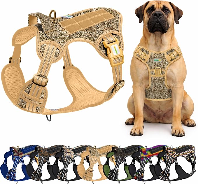 Homapet. Tactical Dog Harness with Dual Leash Attachment Points, Adjustable and Reflective Military Grade Dog Vest with Comfort Control Handle (Duck Hunt-L)
