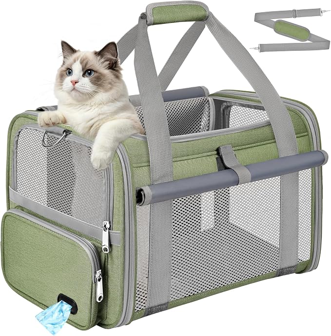 Soft Cat Carrier for Pets Up to 20 Lbs, Collapsible Cat Carrier Bag with Privacy Curtains, Airline Approved Small Pet Carrier for Small Medium Cats Dogs Puppy, Washable Soft Pet Travel Bag Dog Carrier