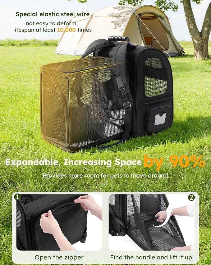 pecute Cat Backpack Expandable, Cat Backpack for Cat with Acrylic Window