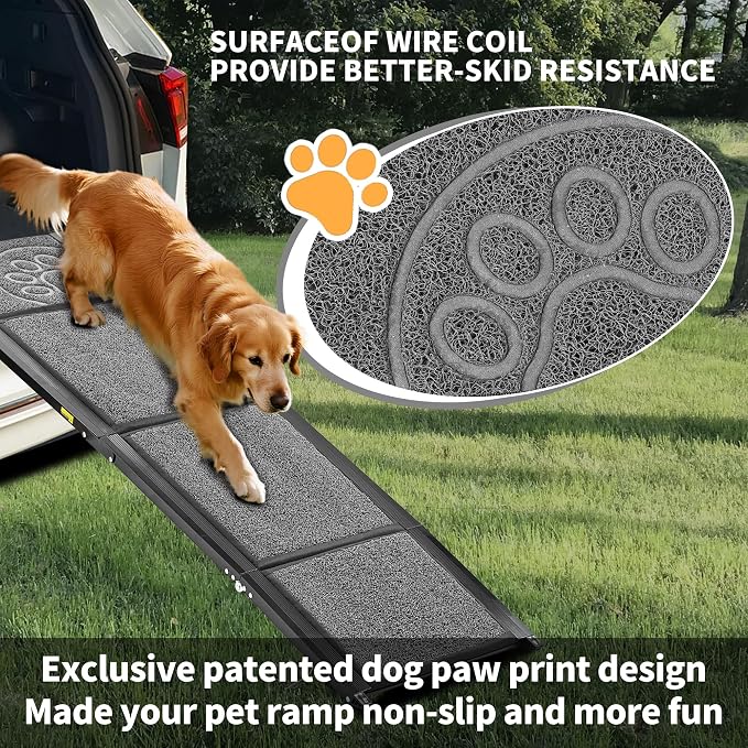 Dog Ramp for Large Dogs, 71'' Extra Long for High SUV Car & Truck | 71" x 17.3" Wide, Non-slip Surface, Supports 250 lbs, Foldable Outdoor Pet Ramp