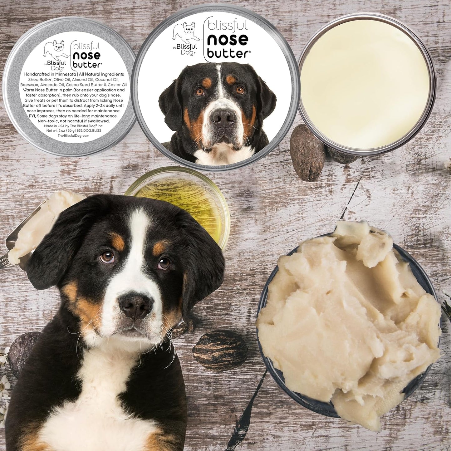The Blissful Dog Greater Swiss Mountain Dog Unscented Nose Butter, 1-Ounce