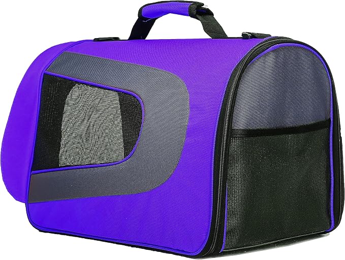Pawer 18” x 11”x 11” Soft-Sided Foldable Airline Approved Pet Carrier for Cat, Puppy and Small Dog, Washable 600D Oxford Fabric, with Handle and Strap for Carry, Multiple Colors Available