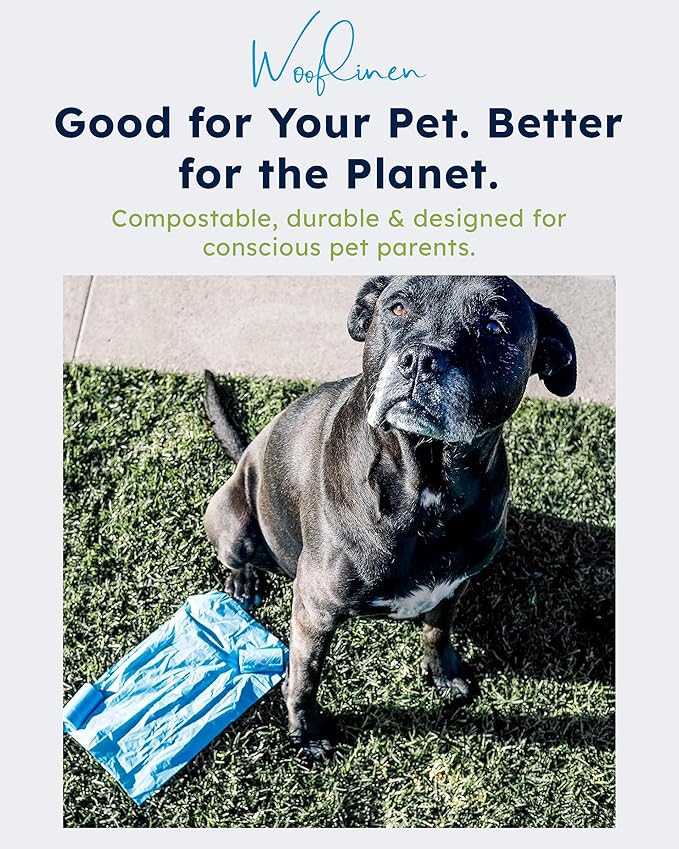 Wooflinen Unscented Dog Poop Bags – Leak-Proof Dog Poop Bags Rolls – Large 9x13”, Durable, Easy Tear – Made from Plant-Based Materials – For Big & Small Dogs – 120 Bags (8 Rolls)