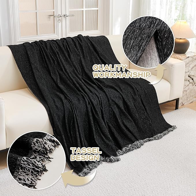 MYSKY HOME Couch Covers for Sofa, Black Couch Sofa Covers for 3 Cushion Couch Sofa, Non Slip Soft Sofa Cover, Couch Cover for Dogs Washable Furniture Protector, 91"x134", Black