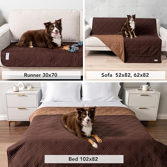 PetAmi Waterproof Couch Cover for Dogs, Waterproof Pet Blanket, Reversible Furniture Cover Sofa Protector for Pet Cat Bed, Washable Waterproof Blanket Dog Cover for Couch Seat, 68x82 Brown
