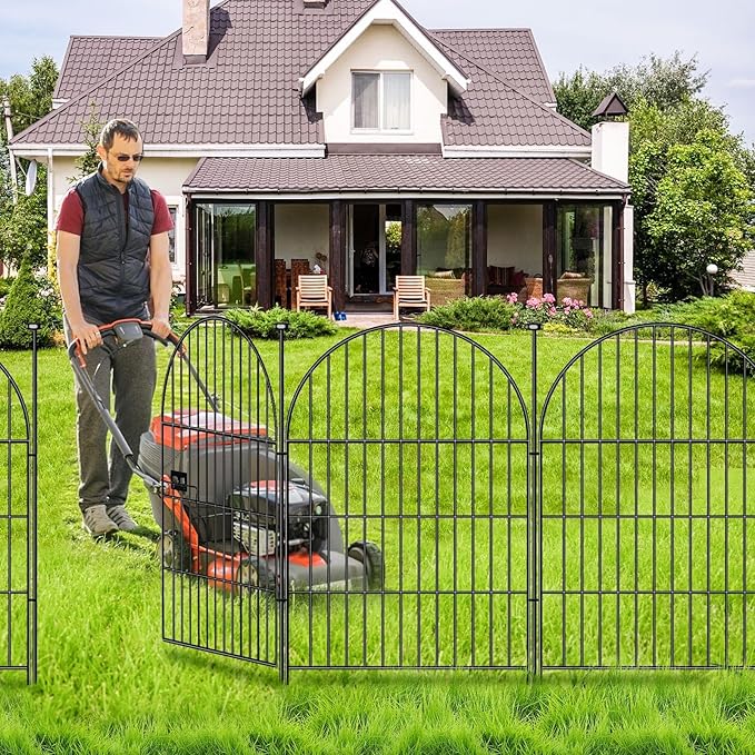 Adavin Tall Garden Fence Animal Barrier with Gate,32 in(H) 24 Panels Dog Fence Outdoor for Yard,Total 52.5 Ft Garden Fencing, No Dig Fences for Dogs and Rabbits, Temporary Ground Stakes