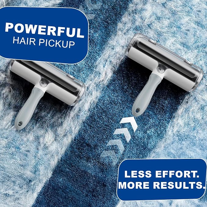 Reusable Pet Hair Remover Roller – Self-Cleaning Lint Brush with Built-in Container, No Refills – for Couch, Furniture, Bedding, Rugs & Car Seats