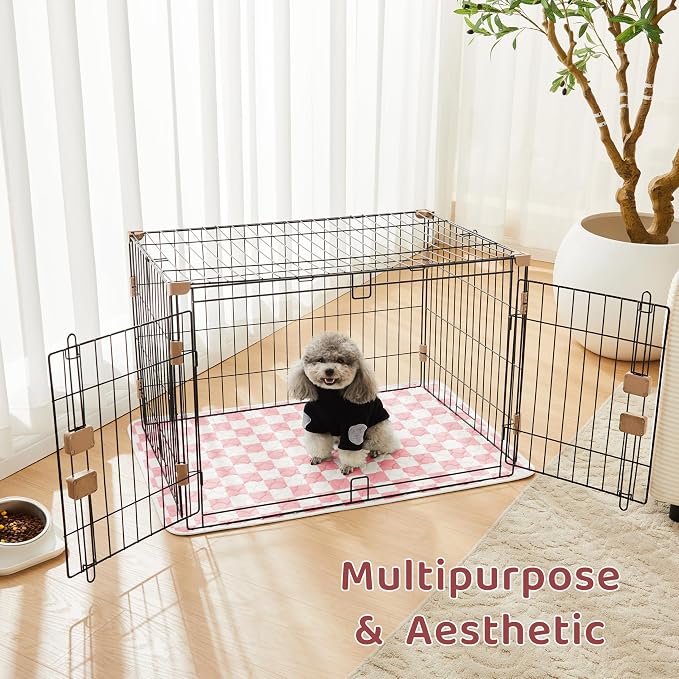 2 Pack Pink Checkered Washable Pee Pads for Dogs, Checkered Reusable Dog Pee Pads, for Puppy Playpen, Crate, Whelping Box, Potty Training, Cute Aesthetic Absorbency, Leak-Proof Non-Slip