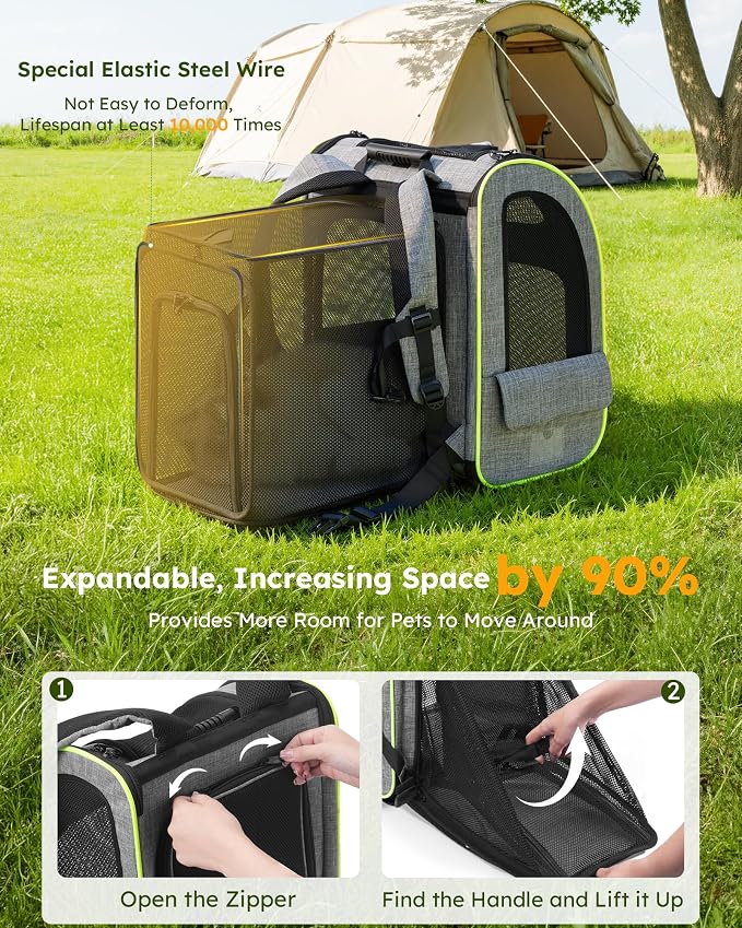 pecute Cat Backpack Expandable, Cat Carrier Backpack Breathable, Large