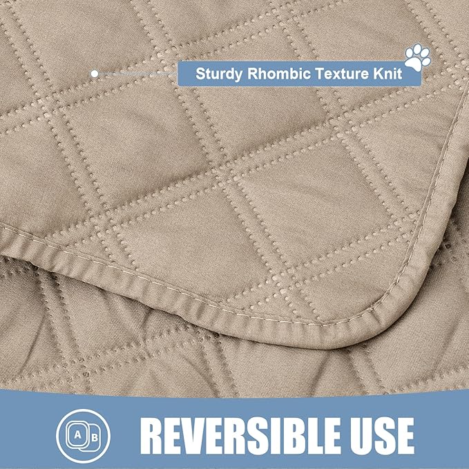 Smiry Waterproof Dog Bed Cover Pet Blanket, Soft Washable Dog Blanket for Furniture Bed Couch Sofa Reversible, Checkered (40"x80", Taupe/Taupe)