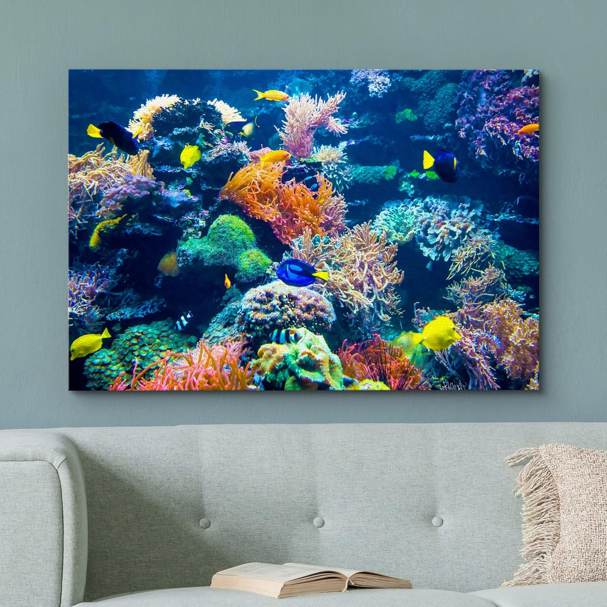 wall26 Canvas Print Wall Art Vibrant Multicolor Coral Reef Fish Ecosystem Nature Animals Photography Realism Rustic Scenic Landscape Wilderness Colorful for Living Room, Bedroom, Office - 12"x18"
