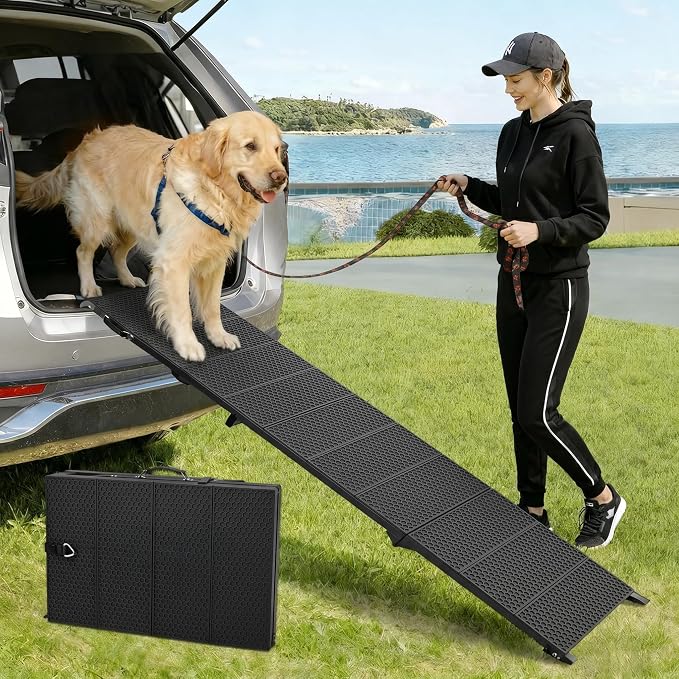 Dog Ramp for Car 71" X 17.6" Extra Long Folding Aluminum Pet Ramp | Extra-Long 71'' Ramp, For Large Dogs up to 250 LBS , High-Traction, Joint-Friendly, Foldable Dog Ramps, Fits SUV Truck Cars
