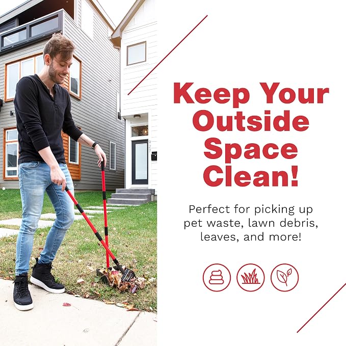 Pooper Scooper for Dogs, Heavy Duty Long Handle Rake, Spade & XL Tray | Rustproof Aluminum Poop Scooper for Large Dogs, 36+" Handles and 9”W 9.5”L Extra Large Tray for Yard, Grass, Dirt & Gravel