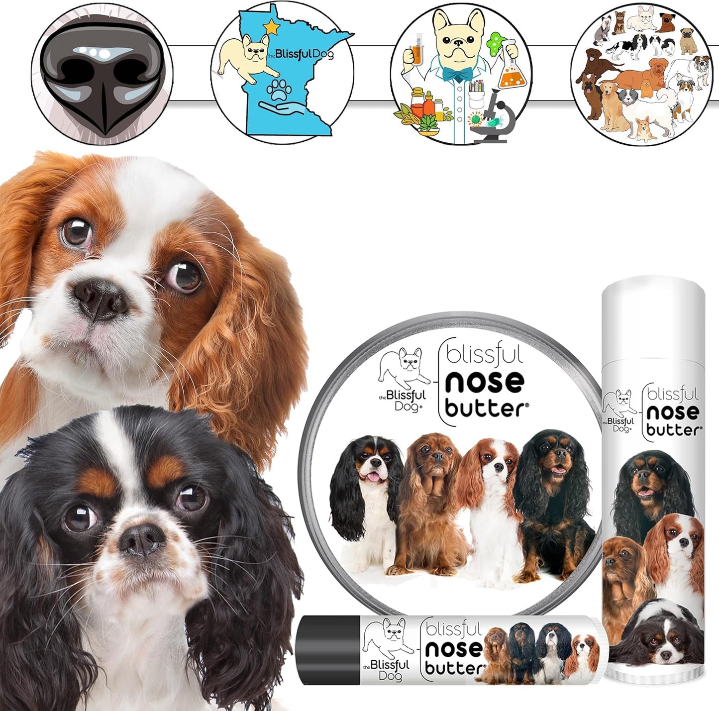 The Blissful Dog All 4 Cavalier King Charles Spaniel Unscented Nose Butter, 16oz