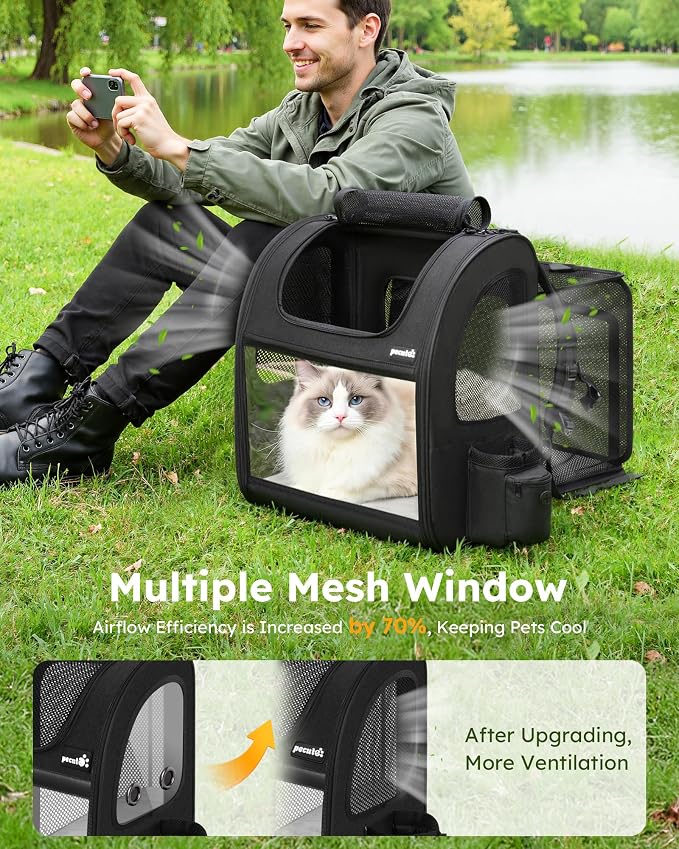 pecute Cat Backpack Expandable, Cat Carrier Backpack Acrylic Window, XL