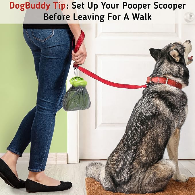 DogBuddy Pooper Scooper, Portable Dog Pooper Scooper, Poop Scooper for Small and Large Dogs, Pooper Scooper with Bag Attachment, Leash Clip and Dog Waste Bags Included (Large, Pink)