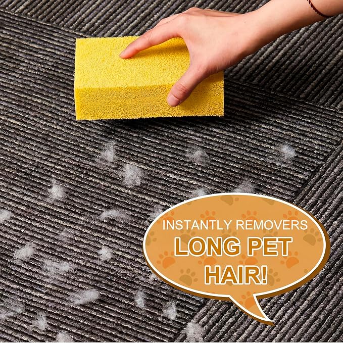 3 Pack Pet Hair Remover Sponge Cat and Dog Hair Sponge Rubber Pet Fur Lifter Removal Tool, Remove from Furniture, Carpet, Bedding, Clothing, 6.26 x 3.28 x 1.89 Inch (Yellow)