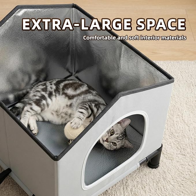 Large Cat House for Outside&Indoor,Easy to Put Together, Selfwarming Cat Shelter for Winter,Insulated and Weatherproof,Large Cave Bed for Garden(18 x 18 x 24 inch,L,Normal)