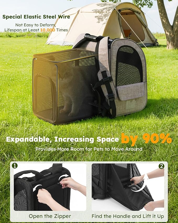 pecute Cat Backpack Expandable, Cat Backpack for Cat with Breathable Window
