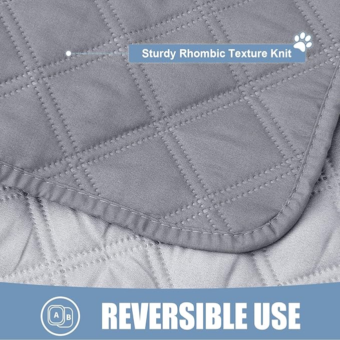 Smiry Waterproof Dog Bed Cover Pet Blanket, Soft Washable Dog Blanket for Furniture Bed Couch Sofa Reversible, Checkered (30"x80", Grey/Light Grey)