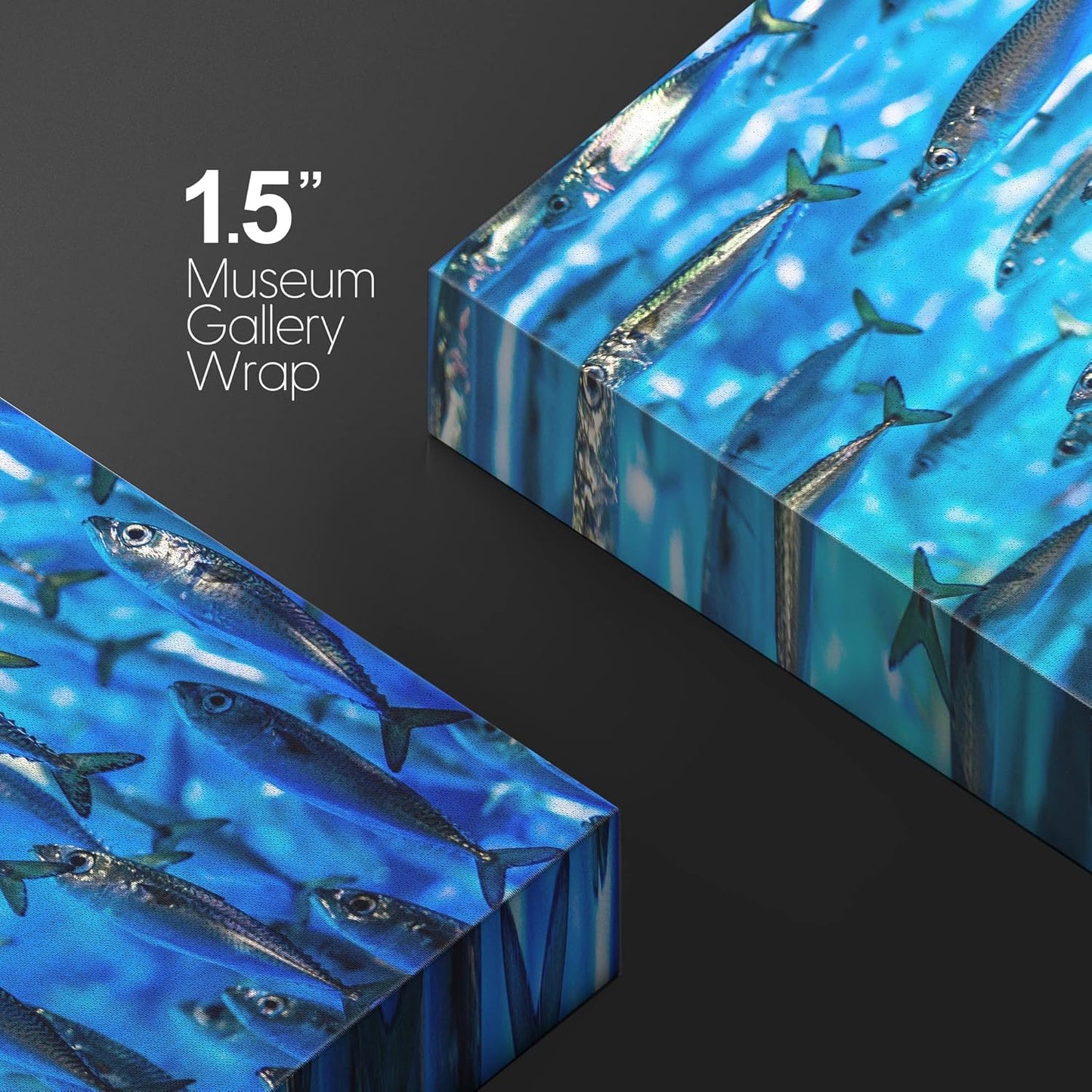 wall26 Canvas Print Wall Art Close Up Sardine School of Fish Underwater Nature Animals Photography Realism Rustic Scenic Landscape Wilderness Earth for Living Room, Bedroom, Office - 32"x48"