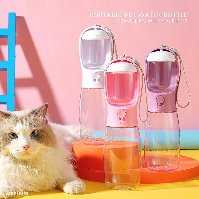Dog Water Bottle with Food Container, Portable Leak Proof Pet Water Dispenser for Walking Hiking Travel, Puppy Essentials Accessories for Small Large Dogs, Dog Gifts (10oz/15oz/19oz)