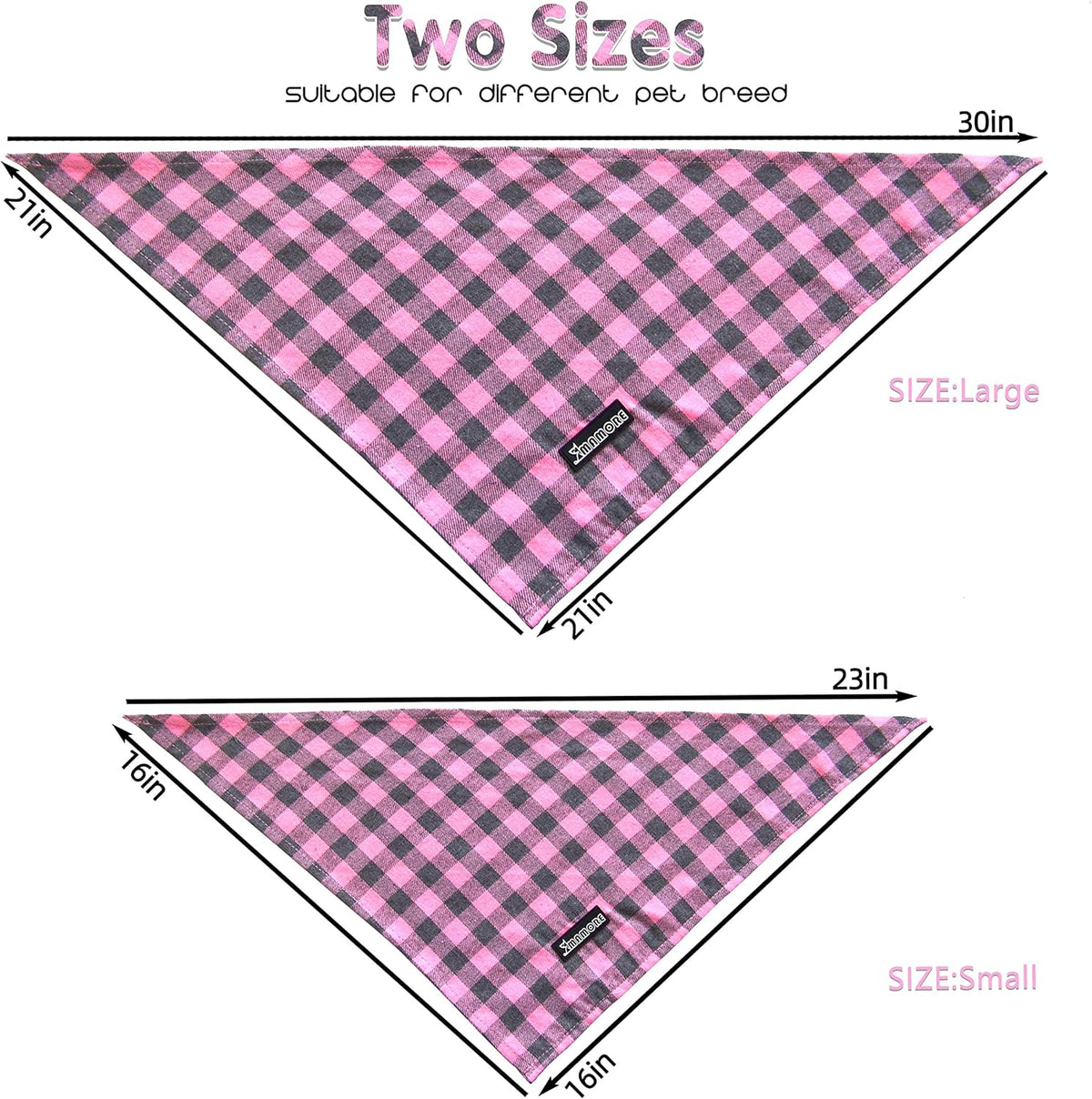 Adjustable Plaid Dog Bandanas,1PC Soft Washable Cotton Triangle Bib Kerchief Scarfs for Small Medium Large Dogs and Cats(Square Green, Large)
