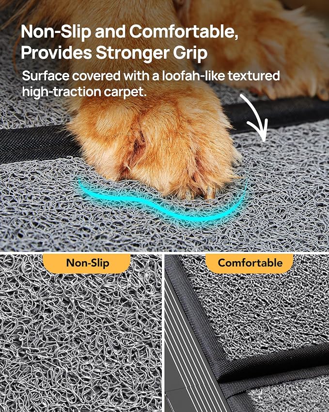 Dog Ramp for Cars, 63" L × 19.7" W, Lightweight Extra-Wide Foldable | Extra-Wide for a Safer Climb, Lightweight for Easy Transport, Non-Slip Rug Surface, 250-lb Capacity