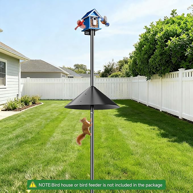 Uoveya Smart Bird Feeder Pole Stand with Proof Squirrel Baffle - Dia 1 Inch Bird House Pole 79", Feeding Station for Outdoors Heavy Duty, Compatible Post Mount