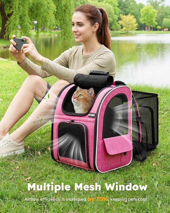 pecute Cat Backpack Extendable, Cat Carrier Backpack with Breathable Window