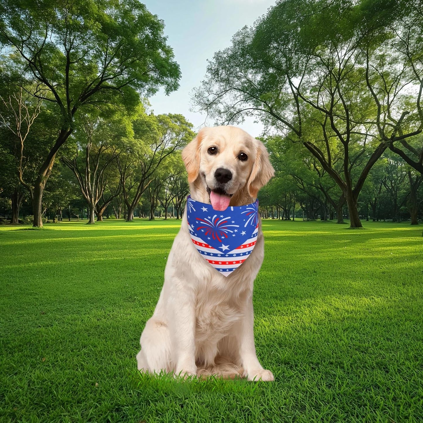 4th of July Cooling Dog Bandana 1-Pack for Large Dogs - Patriotic Bandanas with American Flag Design, Breathable & Quick-Dry Pet Accessories