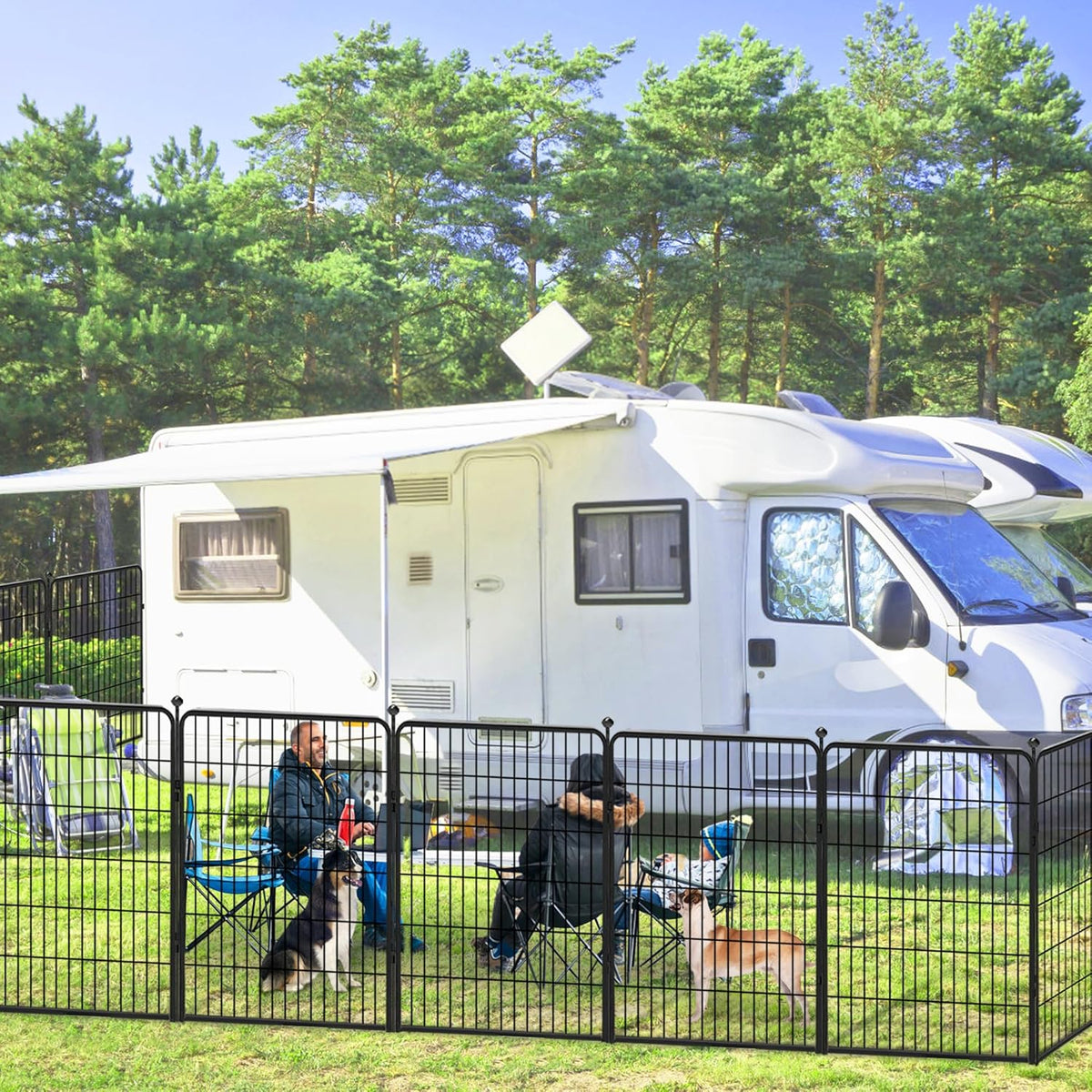 Dog Playpen 40 inch 22 Panels Indoor Outdoor Dog Pen for Large/Medium/Small Dogs Heavy Duty Metal Dog Fence Outdoor for Yard, Puppy Playpen with Door Portable Pet Fence for RV Camping Yard