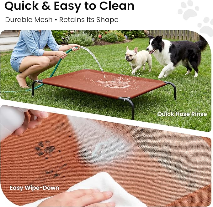 Love's cabin Elevated Cooling Dog Bed for Medium Dogs, Portable Indoor & Outdoor Raised Pet Dog Cat Cot, Durable Summer Frame with Breathable Mesh, Terracotta, 43" x 31.5" x 8"