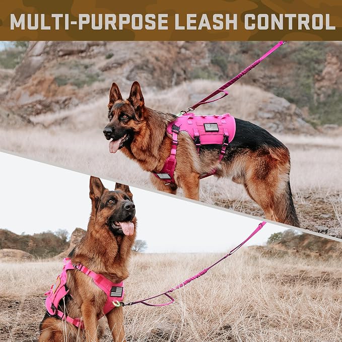 Forestpaw Tactical Dog Harness Pouches and Patches Set,S,Hot Pink | Adjustable Fits 17-25" Chest,20-35 lbs,No Pull Military Style Service Dog Vest for Daily Walking Training,Medium Dogs